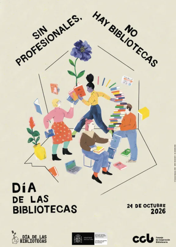 Cartel do Día das Bibliotecas 2026, de Carmen Segovia